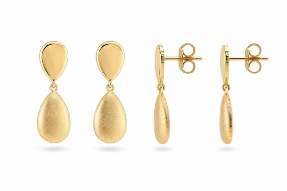 Orecchini Lo Scrigno Gioielli Donna in Oro ORECCHINI CON GOCCIA SATINATA E LUCIDA - ORECCHINI CON GOCCIA SATINATA E LUCIDA